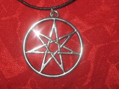 35mm  Seven 7 Pointed Fairy Star Heptagram Septagram Charm Pendant Necklace • $8.99