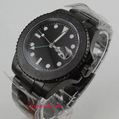 $85.50 • Buy 40mm Parnis Black Dial PVD Case GMT Date Sapphire Glass Automatic Mens Watch P2
