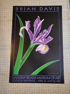 Iris V Brian Davis Orchid Signed 36 X 24 Vintage Laguna Beach 1981 Print  • $95