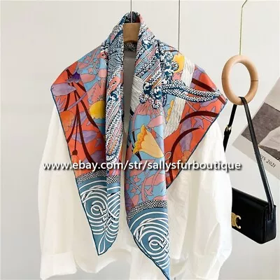 Sallys Boutique 14 Momme Twill Silk Wrap Scarf Clothes Print Square Shawl 35  • $31.80