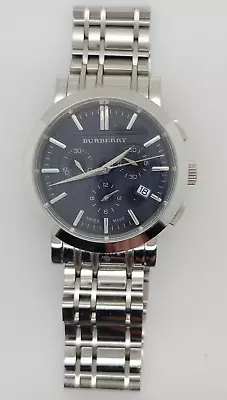 Men's Burberry Chronograph Swiss Quartz Stainless Steel Blue Dial Wristwatch • $199