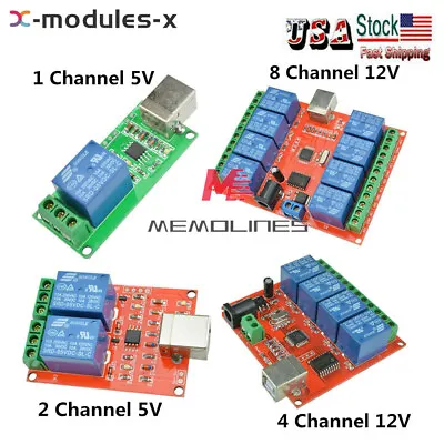 5/12V USB Relay 1/2/4/8 CH Programmable Computer Control Relay For Smart Home US • $11.04