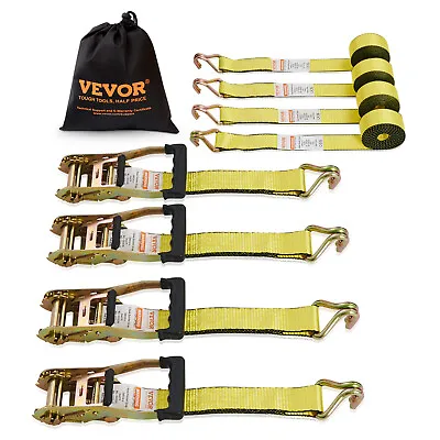 VEVOR 4 Pack Ratchet Straps 5000 Lbs 2  X 15' Tie Down Straps W/Double J Hook • $38.99