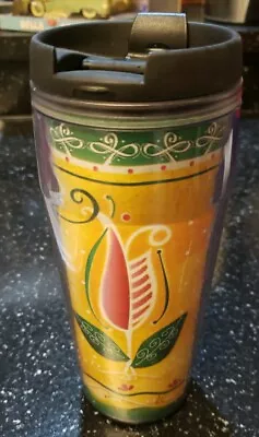 Vintage Starbucks 2002 Barista Tumbler 16oz Travel Mug Spring Flowers Tulips • $14.95