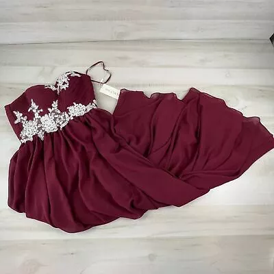 99Gown Womens Prom Dress 4 Burgundy Strapless Ball Gown Corset Back New • £28.94