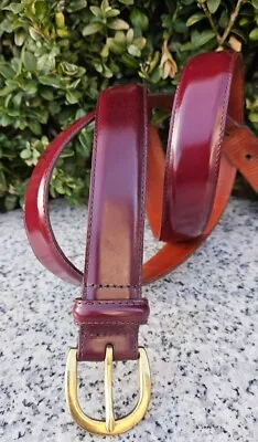 COACH ##3921##Burgundy Polished Leather Belt Brass Buckle Size:36 Made In USA  • $18.99