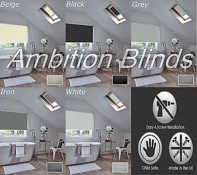 Blackout Skylight Roller Blinds For Velux Roof Windows Waterproof Fabric   • £99