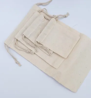 Cotton Double Drawstring Reusable Storage Natural 100% Cotton Muslin Bags • $149.99