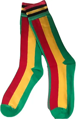 £5.99 • Buy Rasta Rastafarian Red Green Gold Reggae Crew Socks UK Size 6-11 EU 39-46