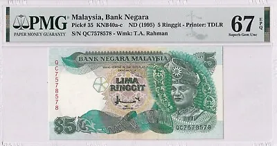 Malaysia 1995 5 Ringgit P35 PMG 67 UNC Banknote • $31.99