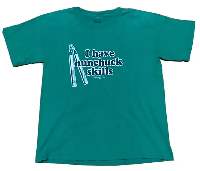 Napoleon Dynamite Green T-Shirt 2006 I Have Nunchuck Skills Youth Size Medium • £4.01