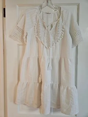 Blu Pepper Women White Summer Beach Dress Small (Great As Maternity!) • $9.95