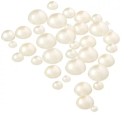 Half Round Flat Back Pearls Beads Glue On Gems Craft Embellishments Card Making • £4.99