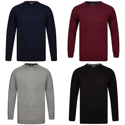 Mens Crew Neck Thin Knit Long Sleeve Jumper Pullover Sweater Top • £11.95