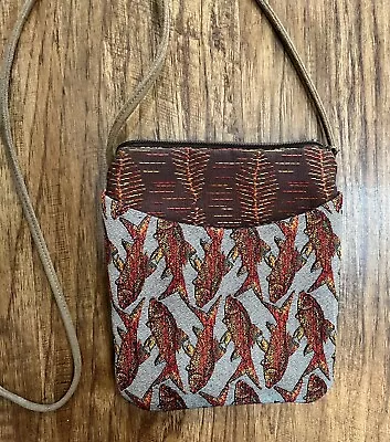 Maruca Cross Body Strap Sprout Purse Jacquard Woven Fish Print Made In Boulder • $26