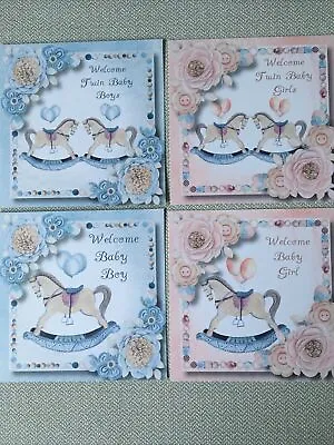 4 X New Baby Girl/boy/twins Card Making Toppers  • £1.90