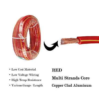 Red Power Wire Positive Cable 0 2 4 6 Gauge CCA Battery Inverter Wiring Lot • $25.64
