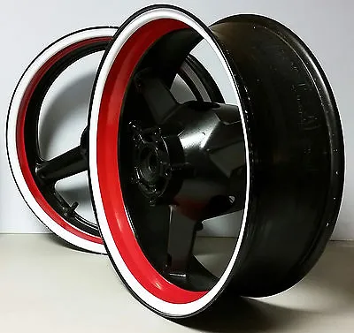 Red White Custom Inner Rim Decals Wheel Stickers Stripes Tape Graphic Vinyl Wrap • $30.99