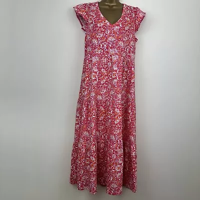 Marks & Spencer Midi Dress Multi Pink Cotton Jersey Tiered Holiday M&S 8 -14 New • £13.56