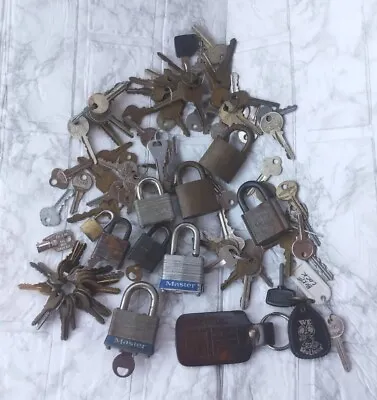 Vtg Antique Padlock Lock Keys Lot Master Yale Amerieal Curtis Ace Kiel Deco Fort • $20