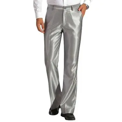 Men Shiny Flares Pants Formal Dress Trouser 60s 70s Vintage Bell Bottom Slim SZ • $53.11