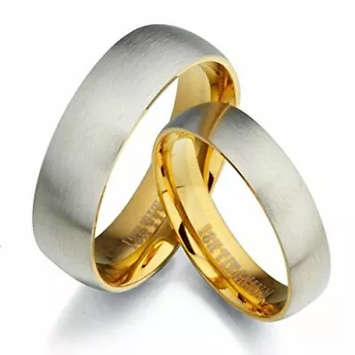 Gemini Men's 18K Gold Filled Two Tone Matte & Polish Anniversary Titanium Weddin • $29.98