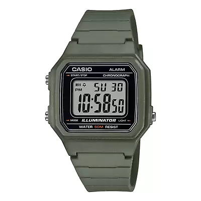 Casio W217H-3AV  50 Meter WR Chronograph Watch Alarm Green Resin Illuminator • $22.75