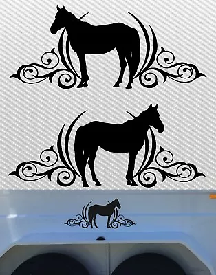 $19.90 • Buy HORSE SCROLL DECALS Mirrored PR FLOAT CAR UTE COUNTRY STICKERS 330mm