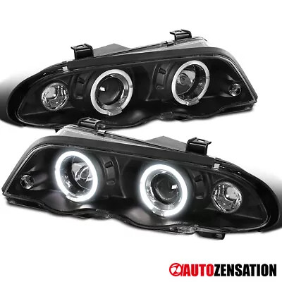 LED Halo Fit 1999 2000 2001 BMW E46 3-Series Sedan Black Projector Headlights • $147.59