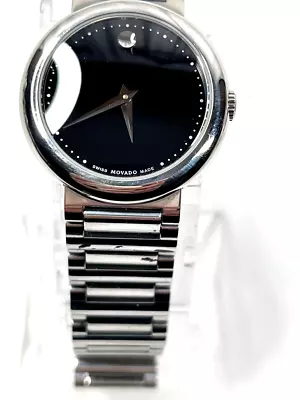 Movado CONCERTO Womens Black Museum Dial Stainless Steel Quartz Watch - 0606419 • $145.82