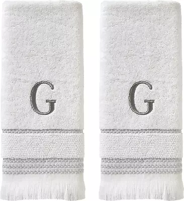 SKL Home Casual Monogram Hand Towel Set G 16x26 White 2 Count • $33.27