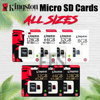 Kingston Micro SD Card 8 16 32 64 128 Gb Flash Memory Lot All Sizes Retail OEM • $14.85