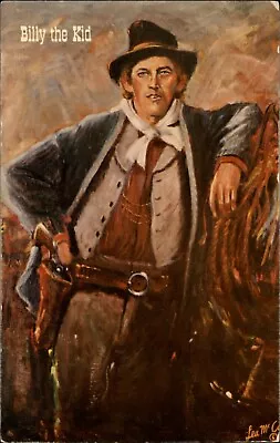 Billy The Kid Gunfighter Portrait By Artist Lea McCarty Vintage Art Postcard • $6.29