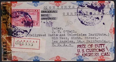MayfairStamps Venezuela 1944 Caracas Registered Censored To Los Angeles CA Free • $1