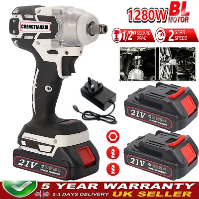 1000Nm 21V Cordless Electric Impact Wrench Drill Gun Ratchet Driver + 2 Battery • £35.99