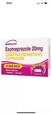 Esomeprazole Gastro-Resistant 20mg Capsules For Heartburn Acid Reflux (7 CAPS) • £5.49