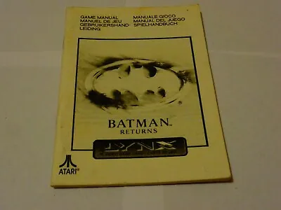 ATARI LYNX Game Manual - Batman Returns - Lot 3 • $20