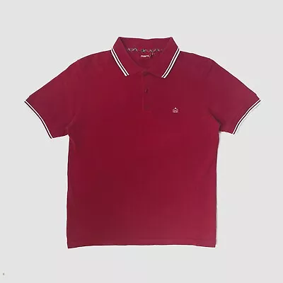 Merc London Short Sleeve Twin Tip Logo Polo Shirt - Burgundy Red - Size S • £15.99