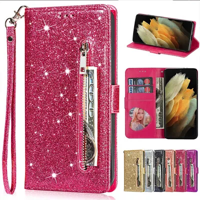 $12.98 • Buy Glitter Zipper Case For IPhone 11 12 13 14 Pro Max X XS XR 7 8 Plus Wallet Cover