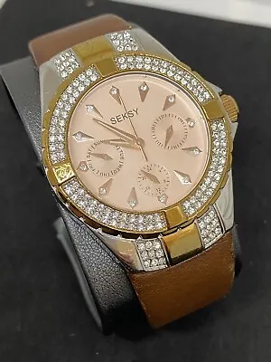 £33.76 • Buy Sekonda Seksy Ladies Elegant Watch 2139 BPT Brown Leather Strap Pink Dial