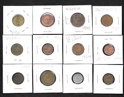 Lot Of 12 African Coins Different Countries -Gambia Botswana Nigeria Zambia • $12.99