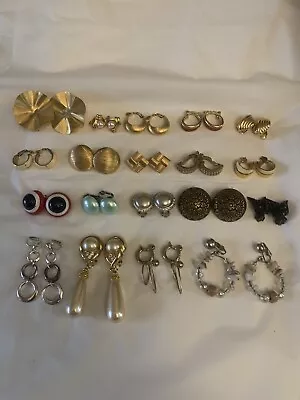 Vintage Lot Of 19 Pairs Costume Jewelry Clip Earrings Trifari Monet & Others • $12.50