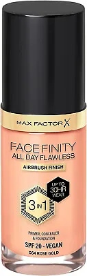 Max Factor Facefinity 3-in-1 All Day Flawless Liquid Foundation- Rose Gold 30ml • £7.39