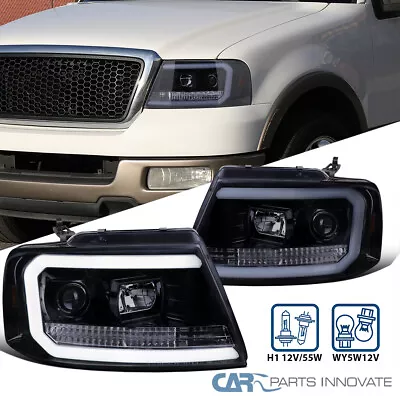 Fit 2004-2008 Ford F150 Black Smoke Projector Headlights LED Tube Bar Head Lamps • $196.95