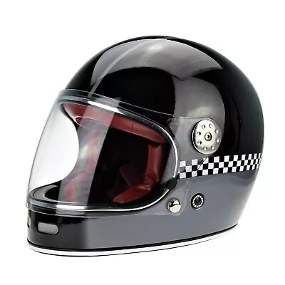 Viper F656 Retro Vintage Fibreglass Full Face  Motorcycle Helmet Gp Black/grey • $161.75