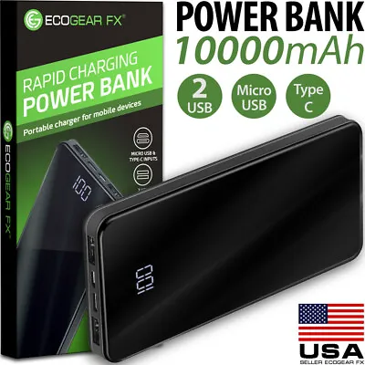 $21.99 • Buy 10000mAh Fast External Portable Power Bank Backup Battery Charger For Cell Phone