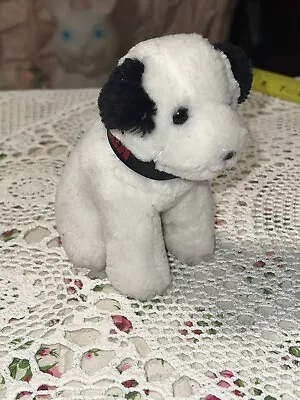 Dollcraft RCA Puppy Dog Chipper White Black Sitting 6” Vintage Stuffed • $13