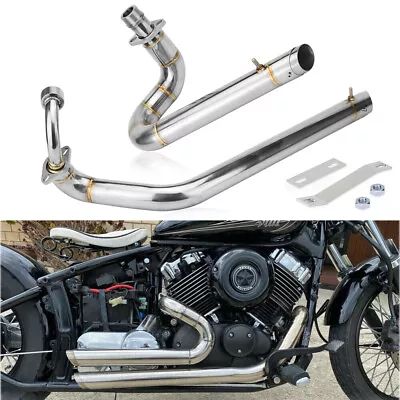 $169 • Buy Shortshots Staggered Exhaust Pipes Chrome Fit Yamaha V Star 650 XVS650 Dragstar