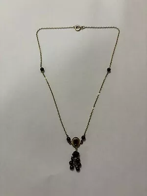 Vintage Garnet Necklace Gold -filled Chain Antique? • $29.99