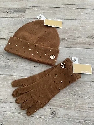 Michael Kors Women’s Hat And Glove Set Tan Wool Blend With MK Logo • $35